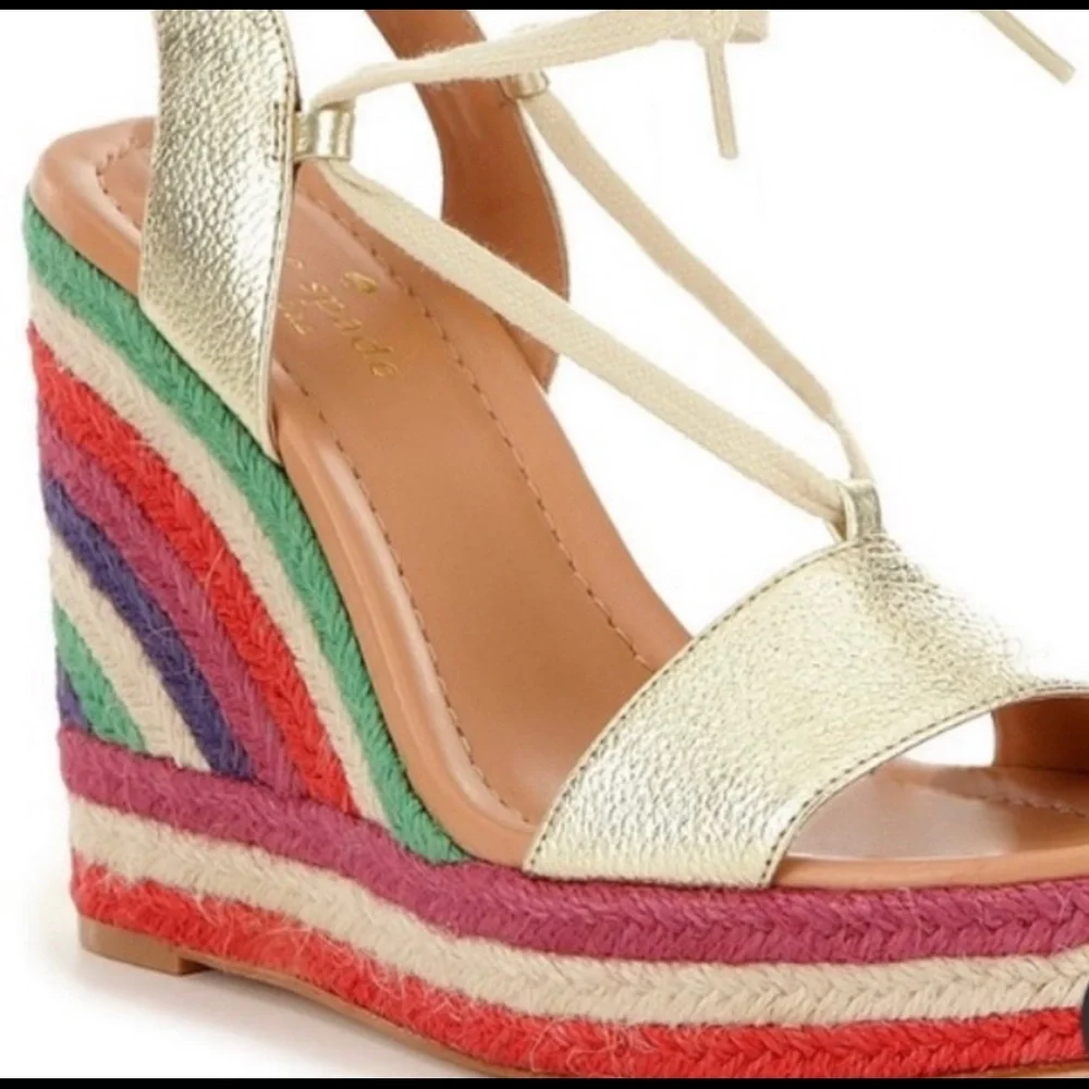 NEW Kate Spade Wedges Espadrilles Daisy Rainbow 8 - Picture 8 of 8